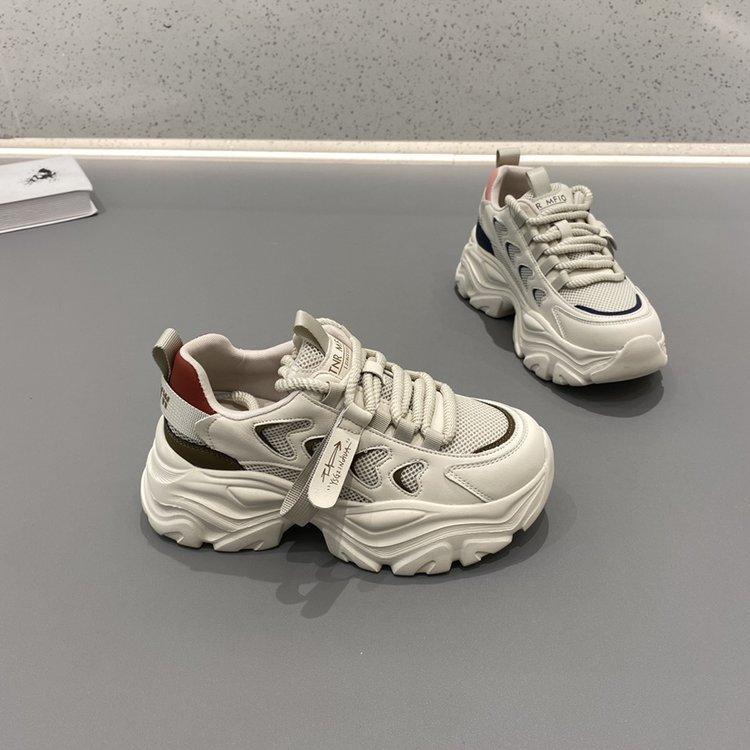 

Кроссовки с толстой подошвой, увеличивающие рост, женские весенние сетчатые дышащие повседневные туфли, легкие универсальные спортивные туфли 40 хаки