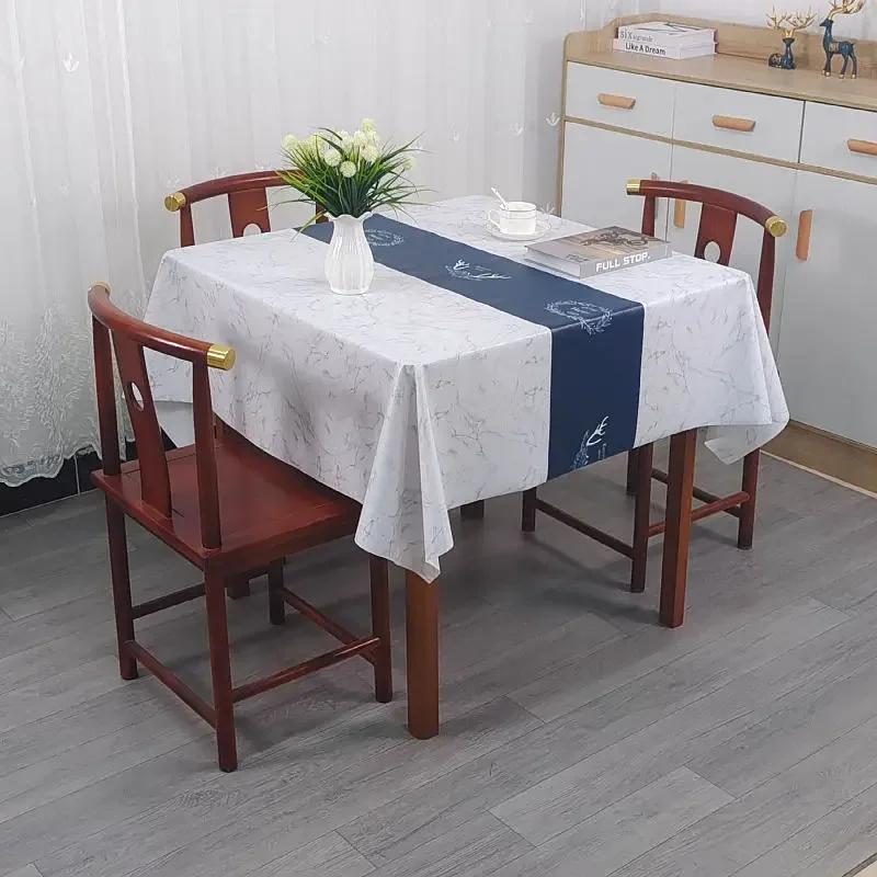 Square PVC Thickened Tablecloth Oil Proof Waterproof Scald Proof Wash Free Table Cloth Household Dining Table Coffee Table Cover