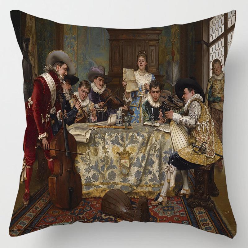 European Court Figures Throw Pillow Cover With Short Plush Print For Living Room Sofa Decoration Cushion Cover Pillow Covers