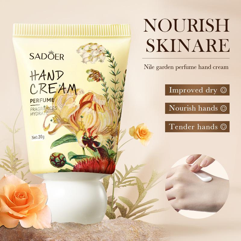 30g Profumo Giardino Crema Mani Estratto di Piante Idratante Fiori Nutrienti Riparazione Secchezza Screpolature Morbida Sbiancante Controllo Sebo Rosa