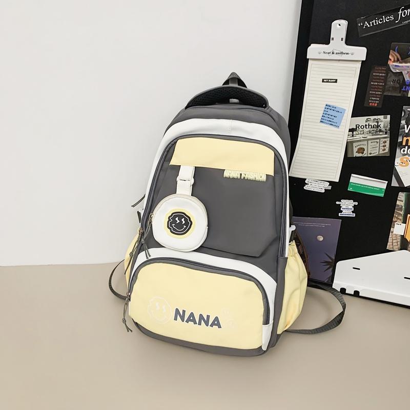 Студенческий школьный рюкзак женский цветной блок рюкзак мужской большой емкости — фото 17