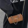 Retro Chain Cylinder Handbag Women Leather Frosted Large Capacity Shoulder Bag Ladies High End Fashion Pillow Crossbody Bag 2025