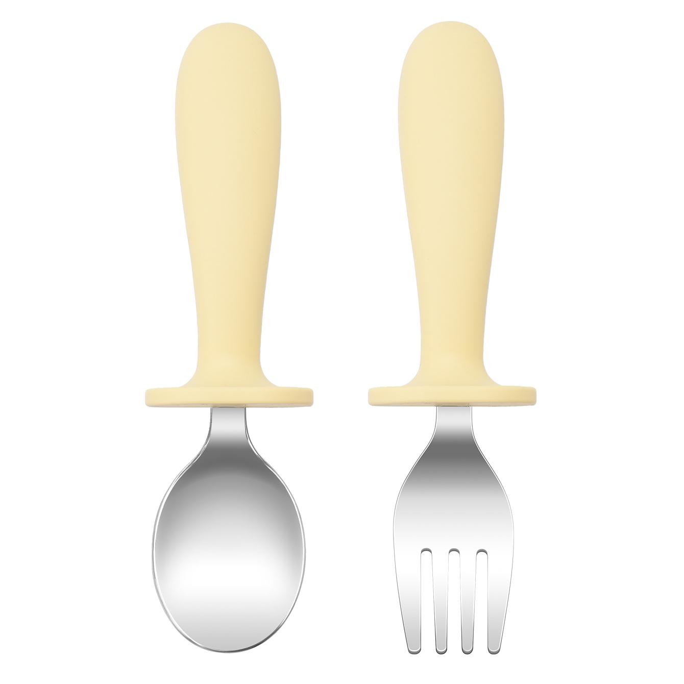 

Color Kids 2 шт. Набор ложка и вилка из нержавеющей стали, можно мыть в посудомоечной машине, не содержит БФА, посуда для кормления ребенка, товары для новорожденных