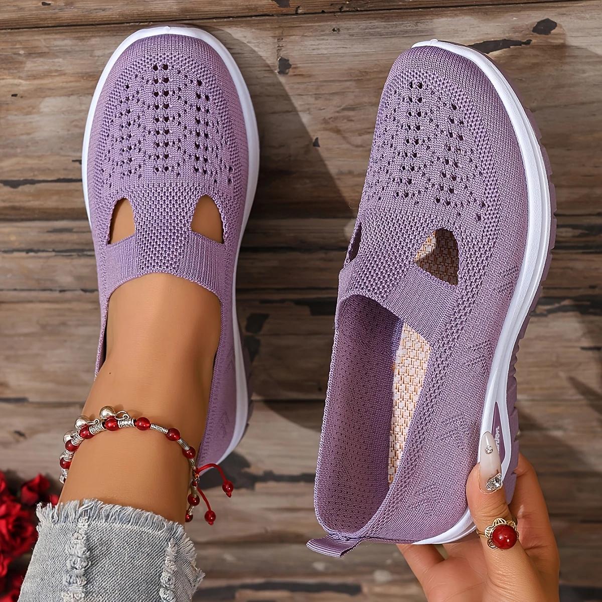 

Женские дышащие кроссовки Slip-On — легкая и удобная обувь для ходьбы на лето 40 фиолетовый