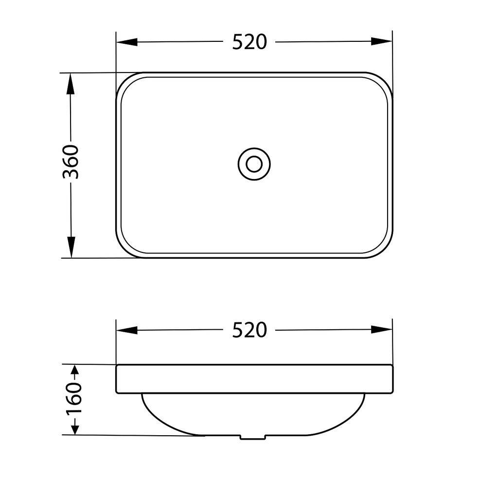 Helmken 441A5200 Countertop Washbasin (52x36) White