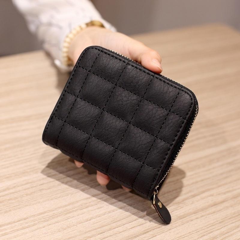 Women Short Wallets PU Leather Female Purse Plaid Cardholder Wallet Fashion Small Women Zipper Wallet With Purse