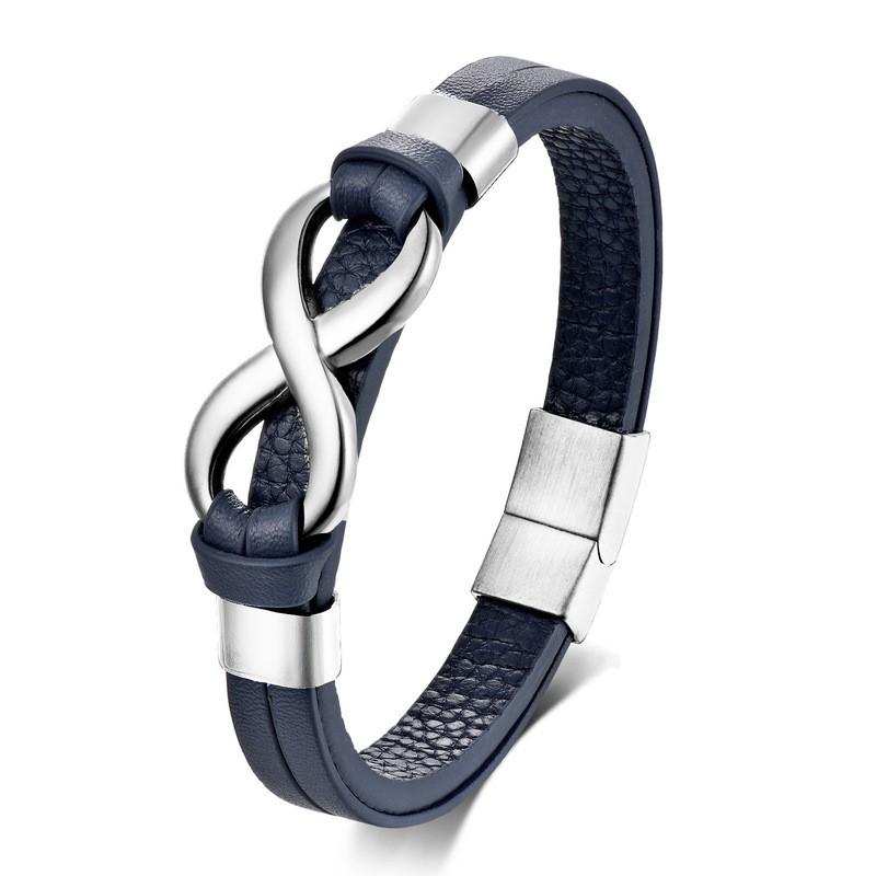 Stainless Steel Double Layer Punk Hip Hop Bracelet With Infinity Symbol Geometric Design Men