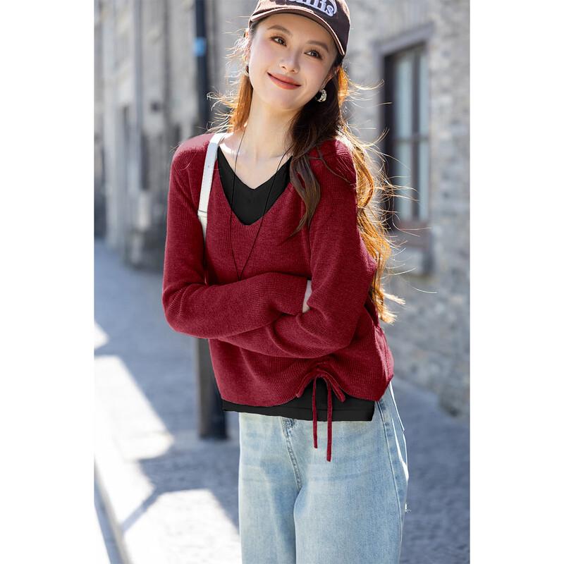 Mokana Women's Faux Two-Piece Long-Sleeve Knit Top