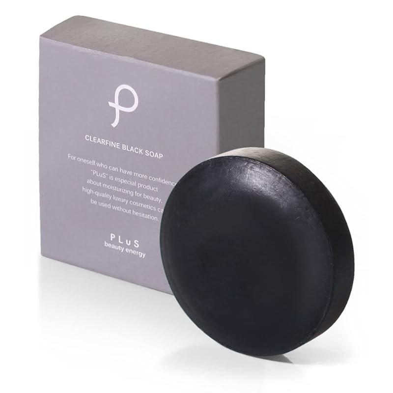 PLuS Charcoal Facial Cleansing Soap 90g / Mold-type Solid Clear Fine Black Soap Foam Pore Care Blackhead Square Stopper Made in Japan