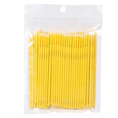 100PCSBag Lady Micro Jednorazowy pędzelek do przedłużania rzęs Klej do rzęs Sztyft czyszczący(Żółty)