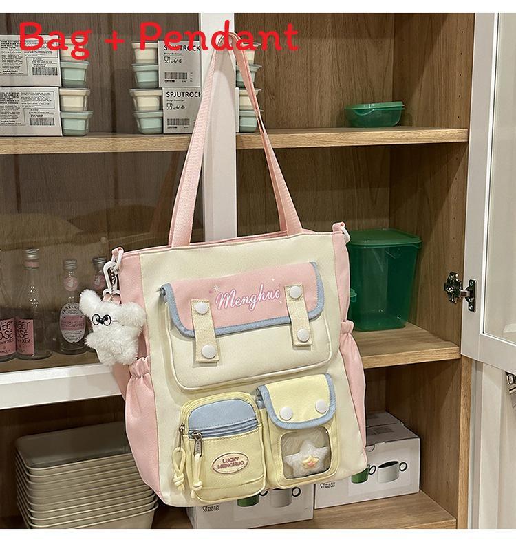 

Student College Backpack With Durable Nylon Material And Features For School Pink Yellow B
