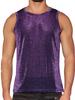 Lars Amadeus Slim Fit Shining Sleeveless Club Vest Sequin Tank Size XL Men's See-Through Top, Purple,