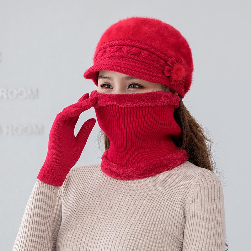 

In The Elderly Autumn and Winter Rabbit Fur Knitted Hat Elderly Hat Women s Winter Warm Wool Hat only hat