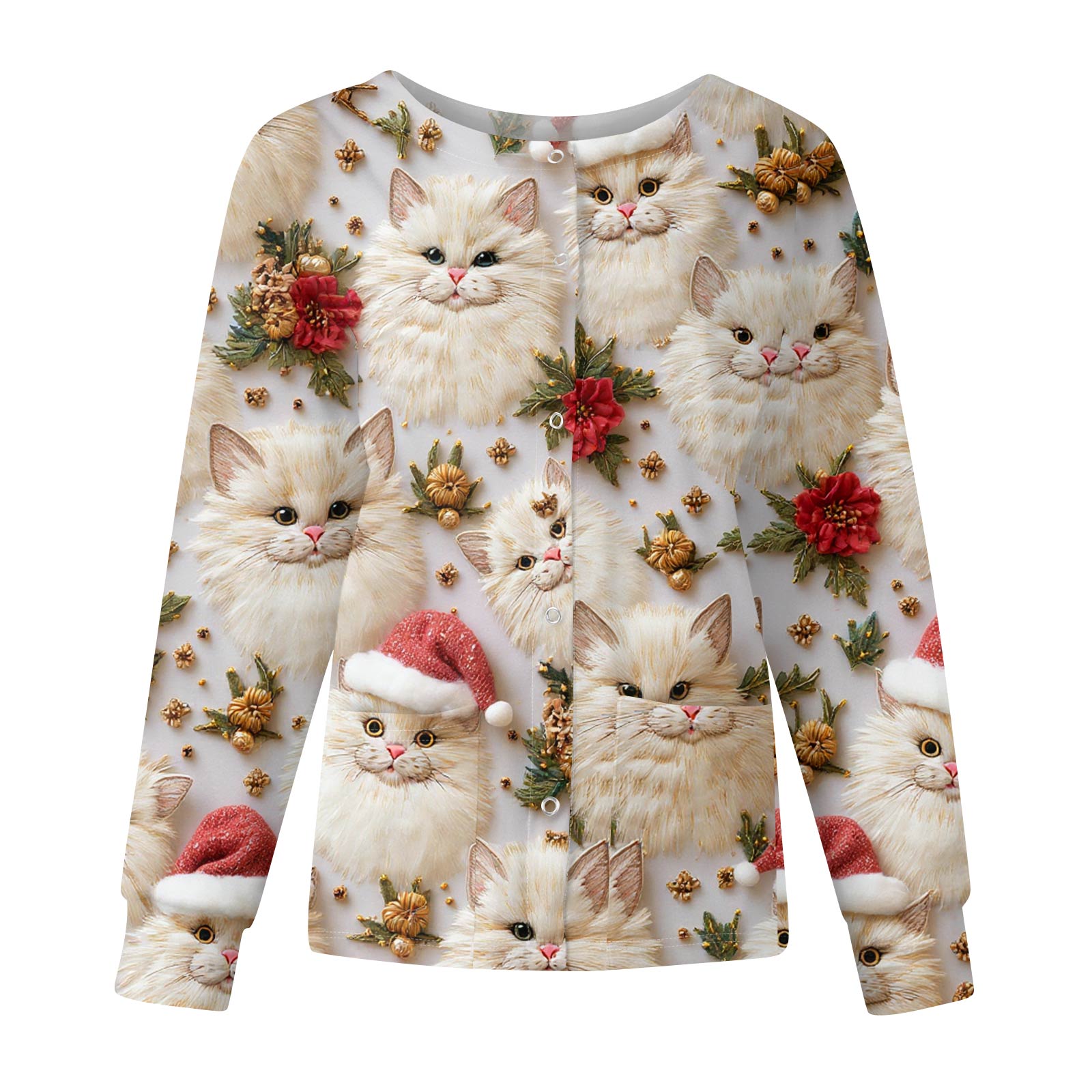 

Женская повседневная модная куртка с длинными рукавами и на одной пуговице с рождественским принтом L