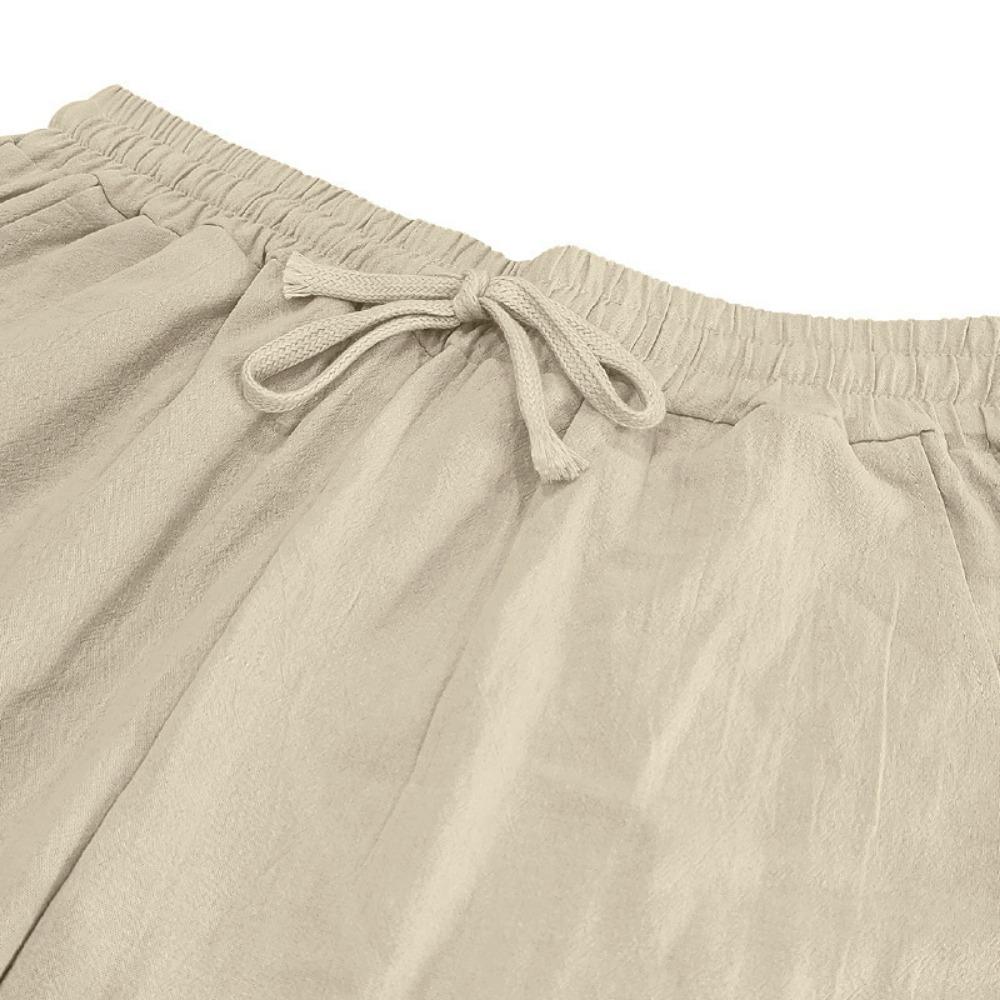 New Spring and Summer Men's Suit Linen Casual Loose Breathable Long Sleeves Shirt Trousers 2 Set of Beach Vacation Essential