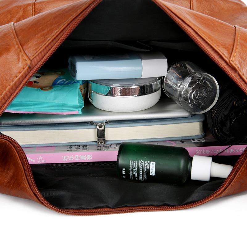 Large Capacity Vintage Soft Leather Shoulder Bag Multi Pocket Stylish Crossbody