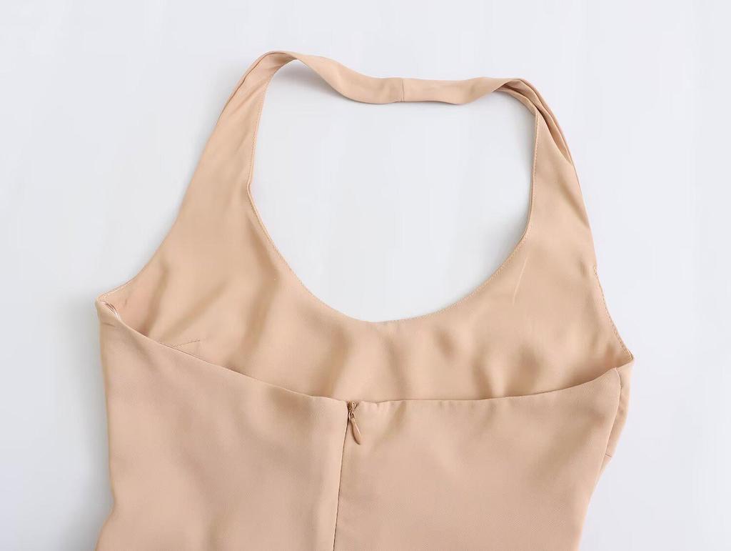 2025 Spring Women's European & American Style French Fashion Versatile Halter Neck Slim Dress