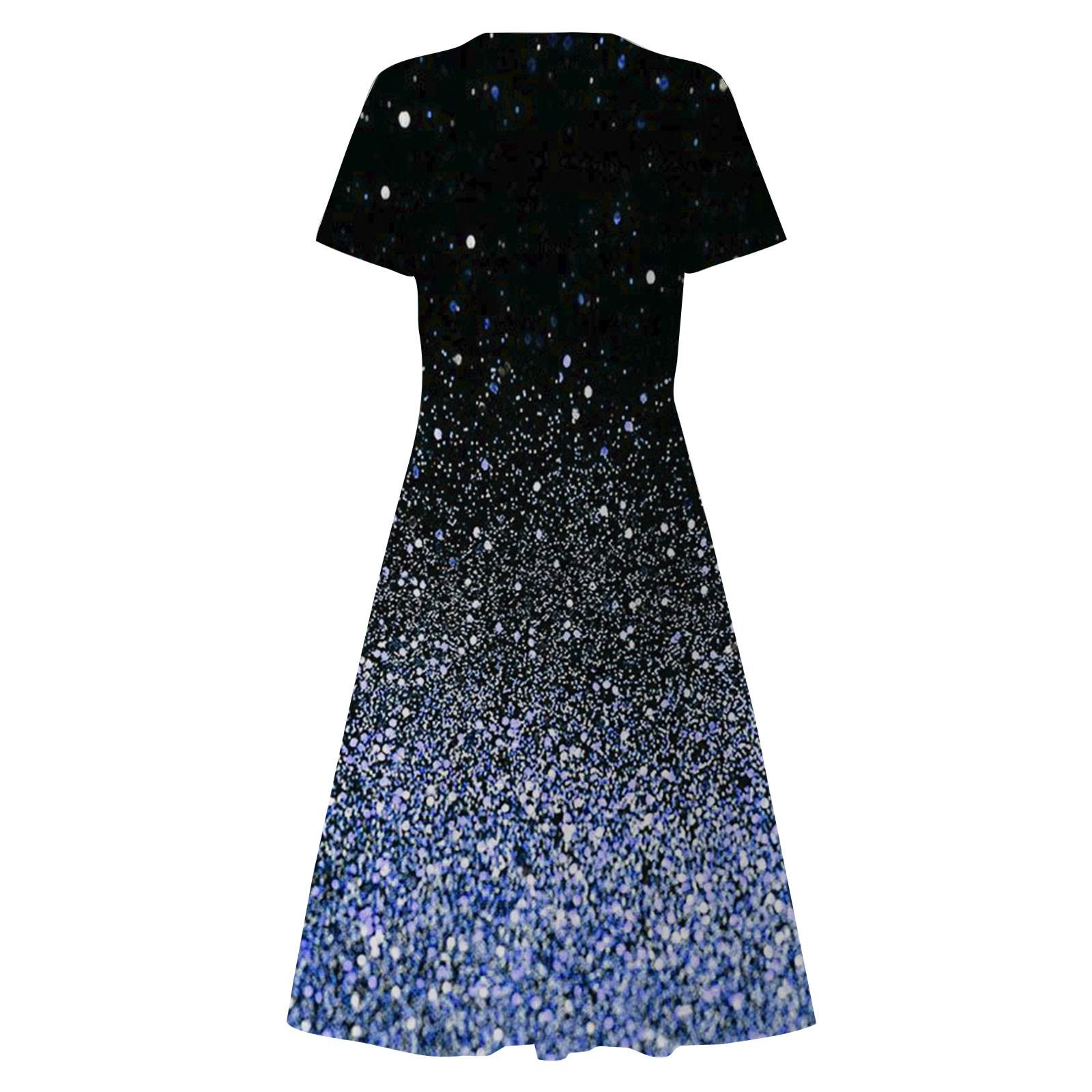 Женское летнее повседневное свободное платье с короткими рукавами и цветочным принтом — фото 4