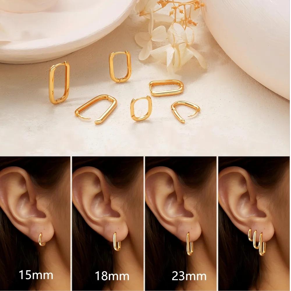 2/6PCS Mariasz Minimalist Stainless Steel Huggie PVD Plated Gold Color Square Hoop Earrings for Women Men Classic Jewelry