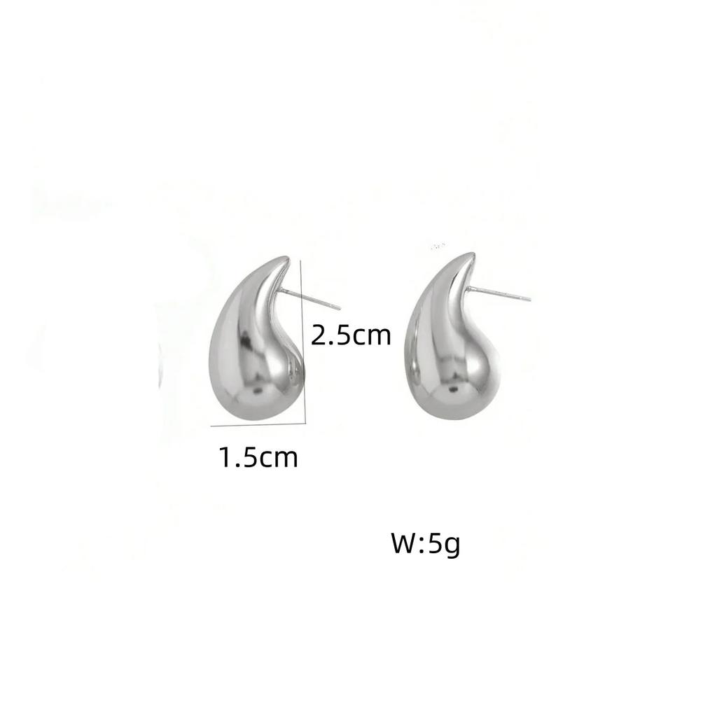 New Small Water Droplets CCB Gold Color Smooth Stud Earrings for Women Punk Geometry Zircon Accessories Girlfriend Gift