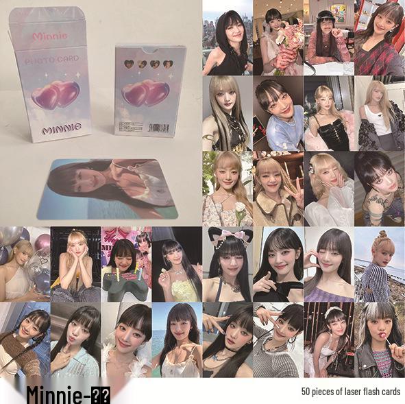 Коллекция фотокарточек Минни: Holografическая блестящая коробка K-Pop звезды Gidle (50 карт) Minnie