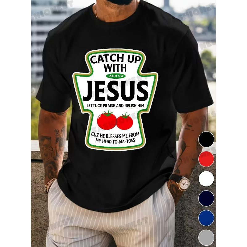 

European sizes Catch Up T-Shirt - Funny Christian Religious Sarcastic Humor Tee - Shirt with Bible Verse Design 4XL