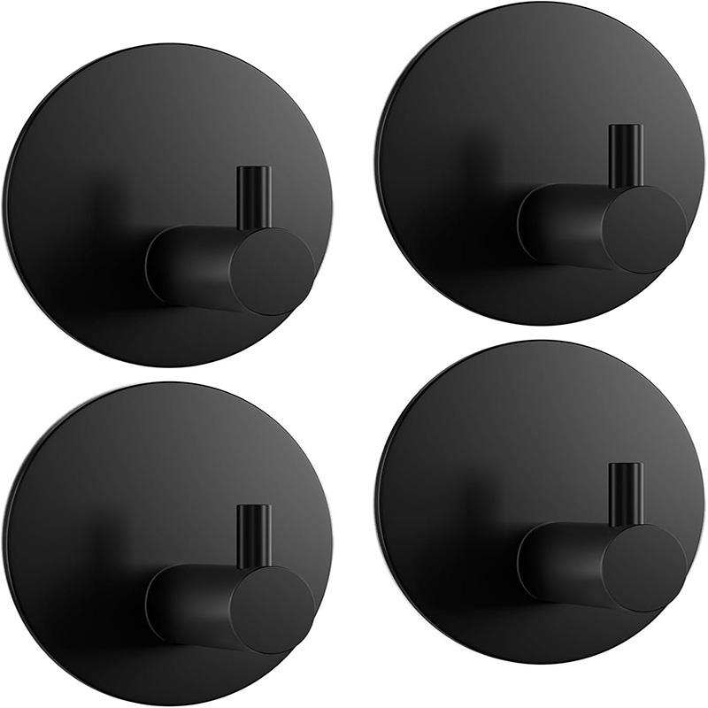 4Pcs Strong Self-Adhesive Wall Hooks Stainless steel Towel Hook Set Towel Rack Bathroom Kitchen Storage Holder Sticky Hooks