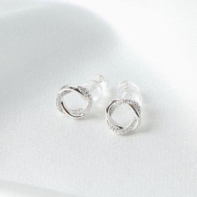 Silver 925 Twist Modern Cubic Platinum Earrings Earrings Earrings Gift Accessories Earrings Fashion Earrings
