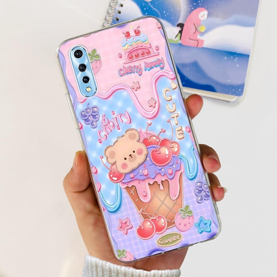 For Vivo 1907 Vivo Y7s Y17s Case Back Cover Cartoon Cool Style Animals Girly Flower Fashion Soft TPU Silicone Bumper VivoY17s