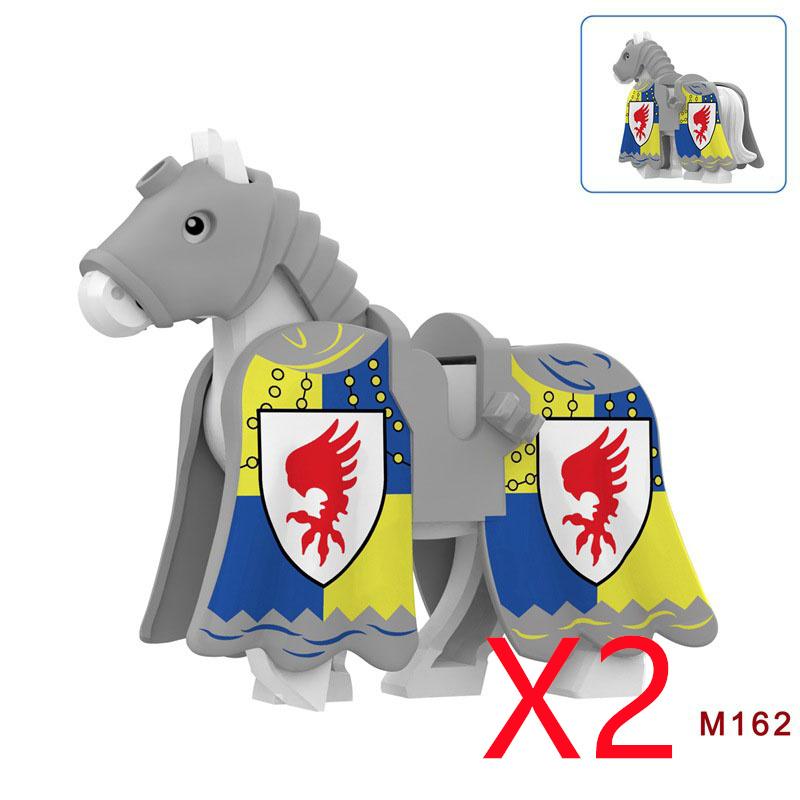 MOC Stavební kostky Středověké Vojenské Figurky Vojáků Rytíř Válečný kůň Halyard Vlajka Zvíře Sedlo Držák Mini Kostka Hračka Dárek X025
