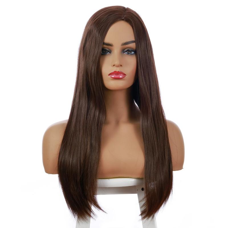 

Натуральные женские длинные прямые синтетические парики, каштановые волосы с эффектом омбре для женщин, повседневные вечерние косплей, термостойкое волокно золотисто-коричневый