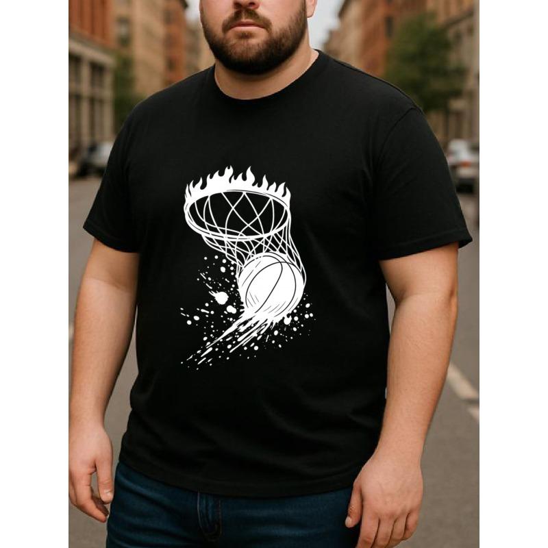 

European Size Minimalist Abstract Basketball Men s Printed Short-sleeved Shirt, Regular Sweat-absorbing and Quick-drying Sports T-shirt 4XL чорний