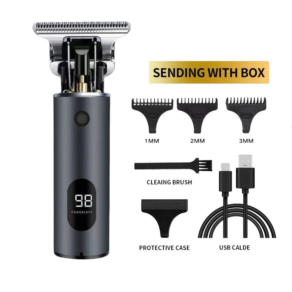 Professional Electric Hair Clipper for Barbers & Home: Precision Carving, Slicked Back Styles, Bald Head Trim.