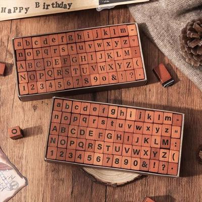 70Pcs Vintage Wooden Rubber Stamp Set Precise Number Symbol Stamp Set  Scrapbooking Supplies