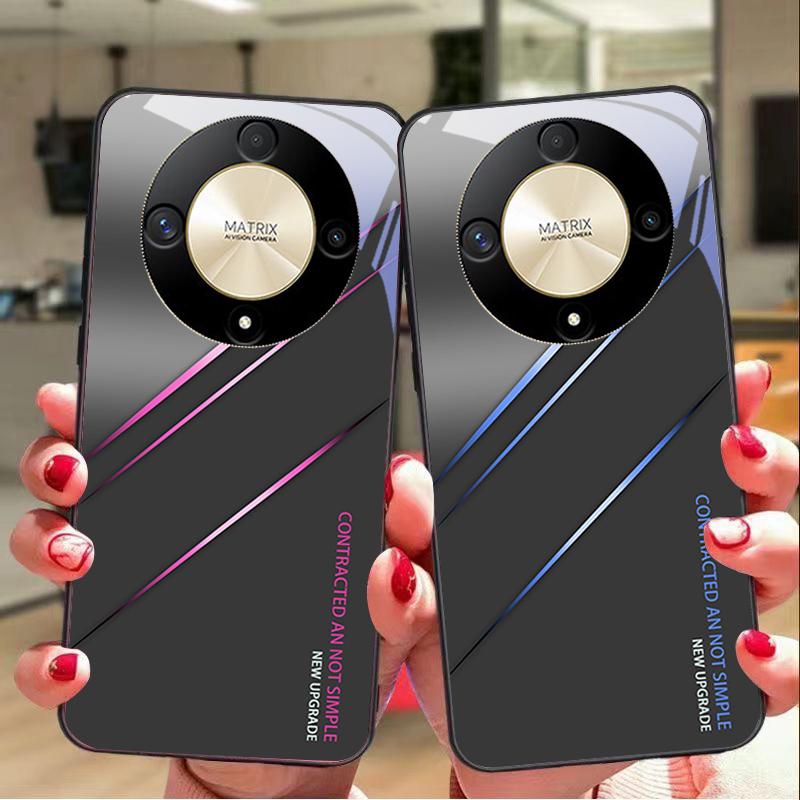 Gradient Crack Red For Honor Magic 6 50 70 90 Lite X7b 200 Pro Nova 10 Nova 5T X6 P30 Pura 70 Ultra Tempered Glass Phone Case