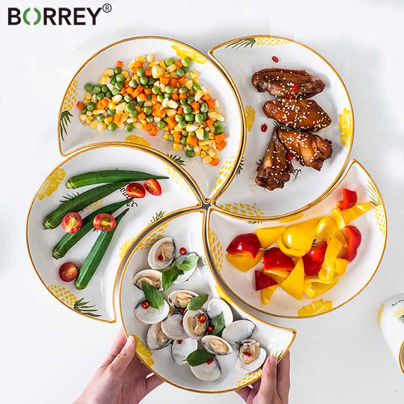 

Керамическое блюдо BORREY, сервировочное блюдо, креативная комбинированная тарелка, декоративное блюдо из сухофруктов, коробка для конфет, орехов, поднос для закусок, 5 компл.