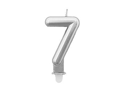 Świeczka  Cyfra  "7" Srebrna