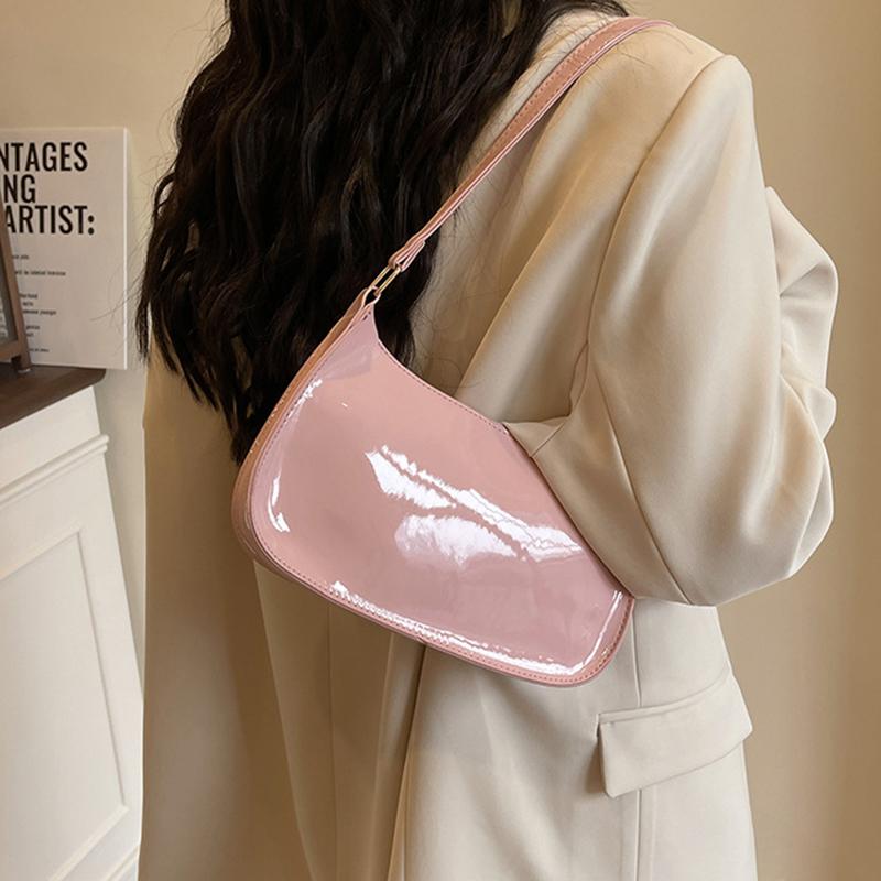 Women's Patent Leather Handbag Versatile Fashion Shoulder Casual Commuting Bags Girl Brand Designer Zipper Handbag