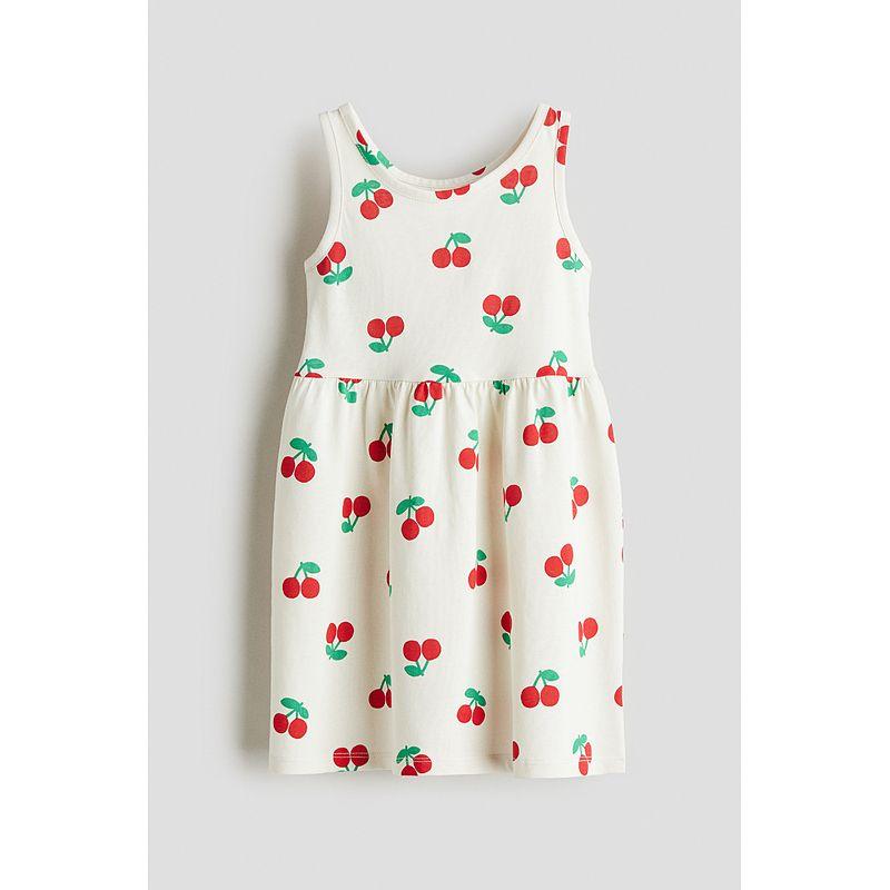 

HM Children s Clothing Girl Medium and Large Children s Dress 2025 Summer New Arrival Western Style Sleeveless Cute Vacation Skirt 1157735 Cream/Cherry 150/76(10-12Y)