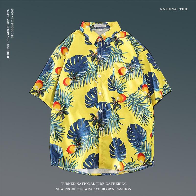 Japanese Hong Kong-Style Floral Hawaiian Shirt - Unisex Summer Short-Sleeve Retro Beachwear