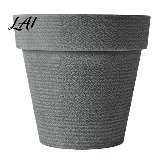 Deep Root Planters for Large Trees Round Planter with Drainage Hole 12 Inch Dia Stone-Look Flower All Weather Floral Containers Deck Pot Modern