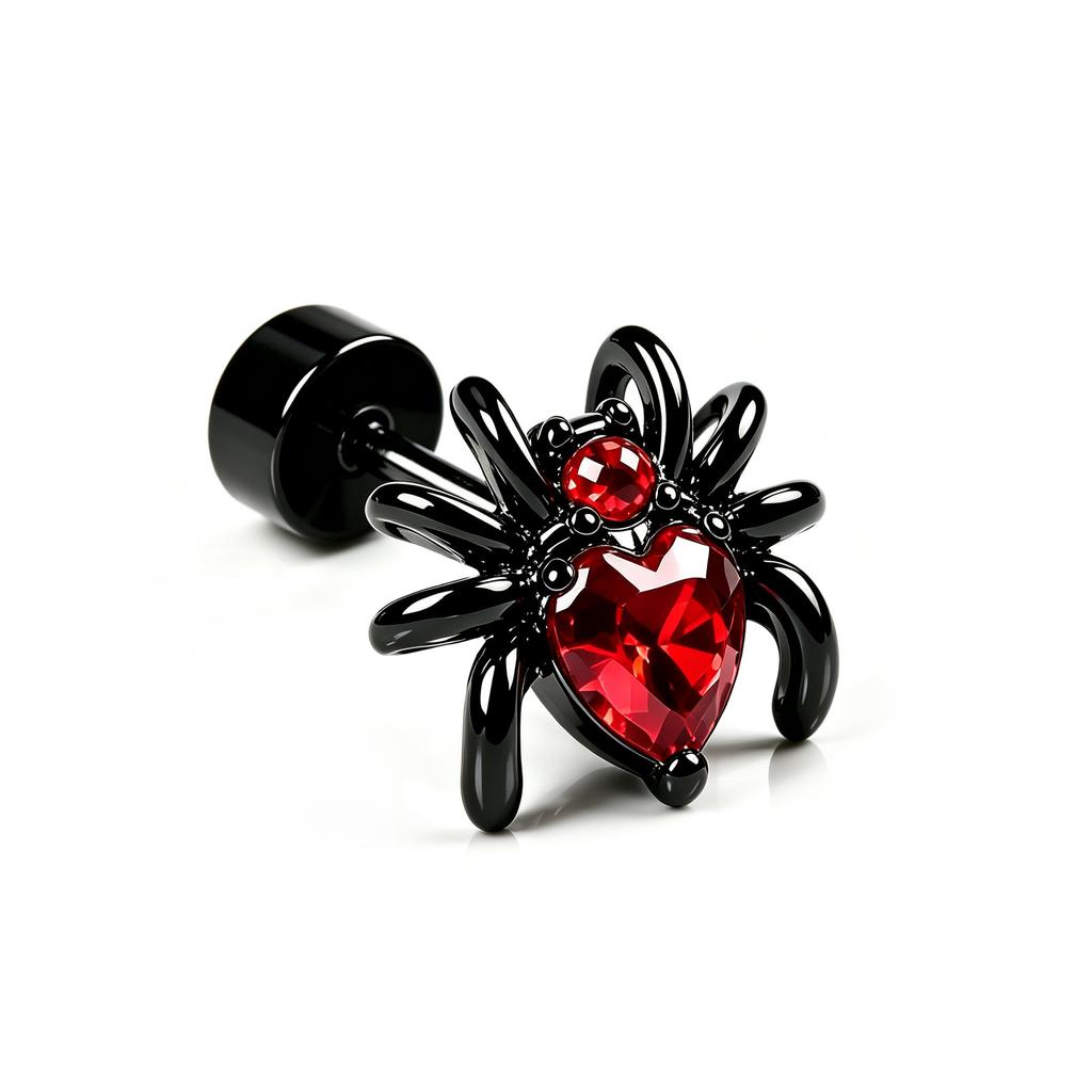 Halloween ear bone stud with stainless steel threaded spider bat ear stud