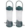 2 Set Bird Tube Feeder Plastic Transparent Hanging Finch Feeder Garden Decoration with 2 Vents 2