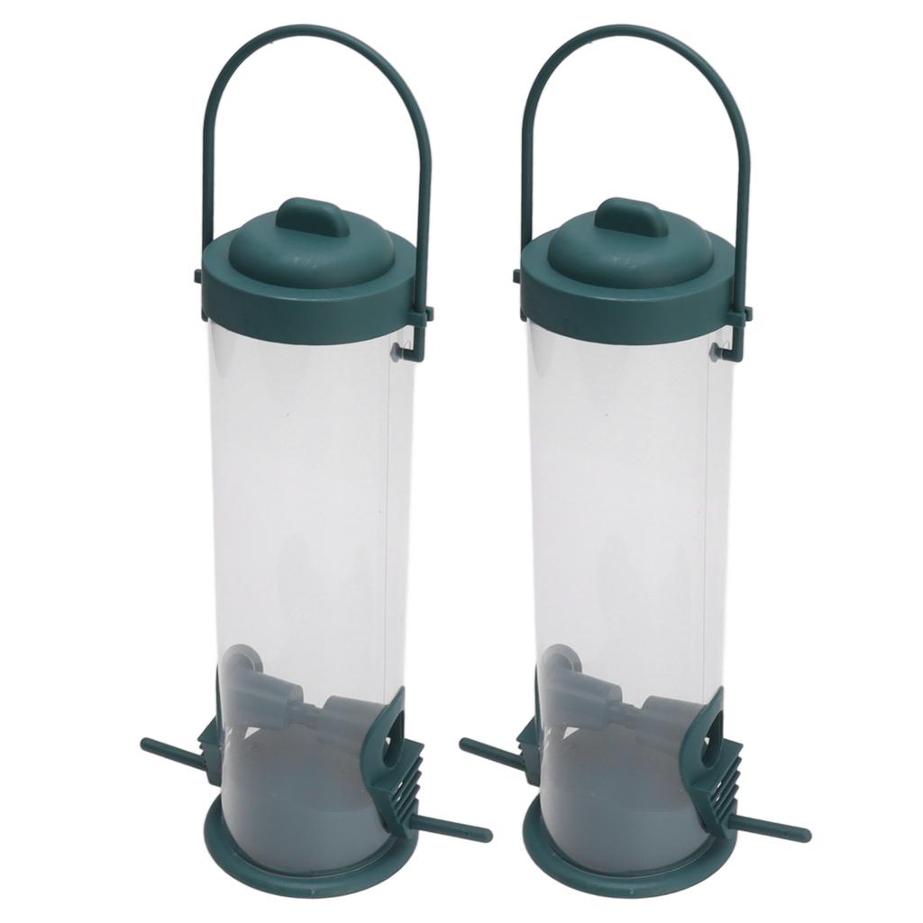 2 Set Bird Tube Feeder Plastic Transparent Hanging Finch Feeder Garden Decoration with 2 Vents 2