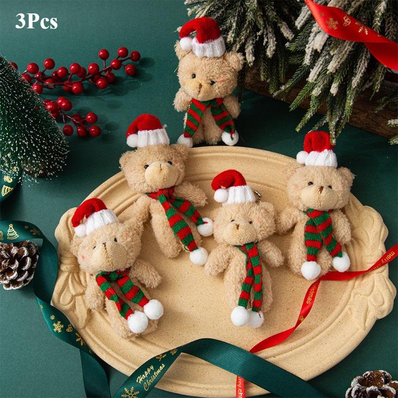 

3pcs Christmas teddy bear plush teddy bear gift clothing bag keychain pendant pendant pendant accessory, perfect Valentine s Day, Christmas, 3pcs
