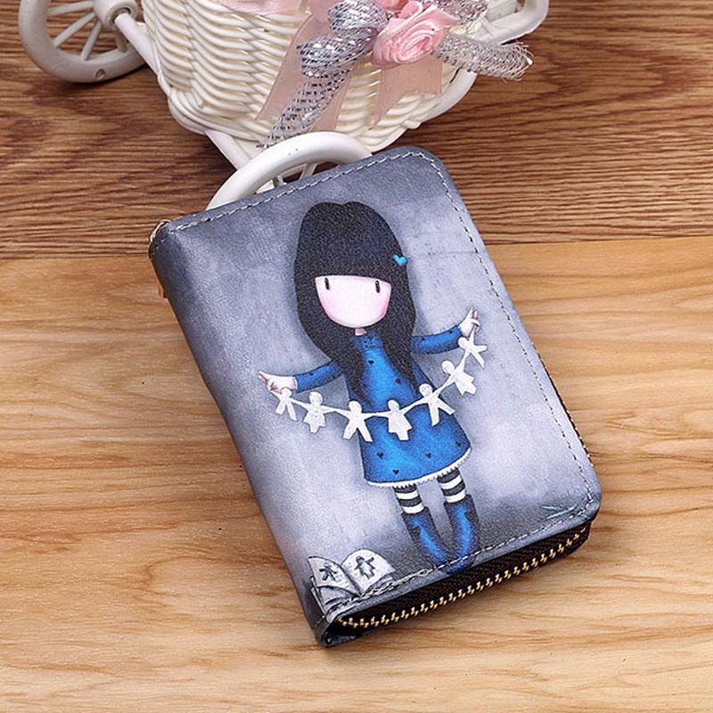 Cartoon Cat Pattern Card Bag for Women Multi-card Bit Credit Card Holder Case Small Leather Wallet Little Girl Zip Coin Purse