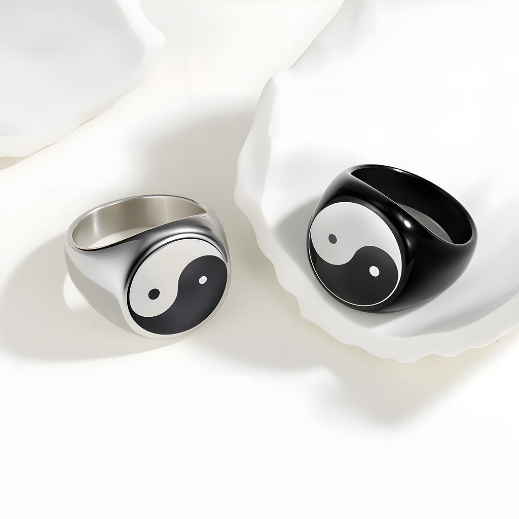 National Trend Ink Style Ins Gossip Simple 17MM Round Men's Ring Retro Fashion Trendy Man