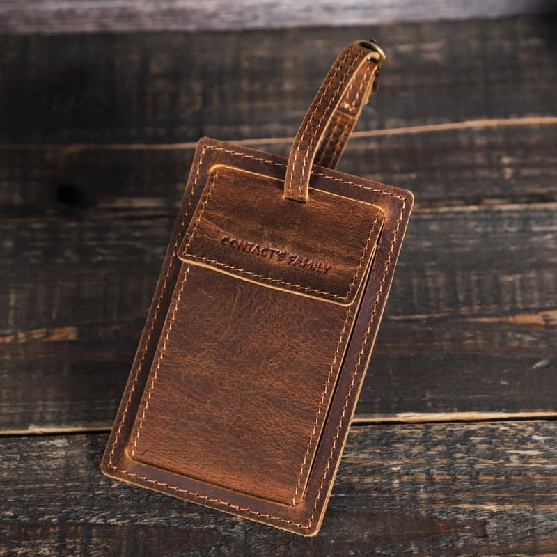 Crazy Horse Leather Suitable AirTag Tracker European American Trendy Retro Luggage Tag