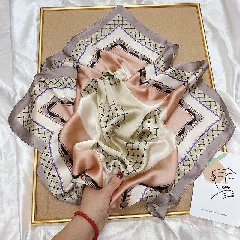 Women's French-Style Polka Dot Silk-Emulation Square Scarf: Versatile Professional Hairband & Suit Accessory