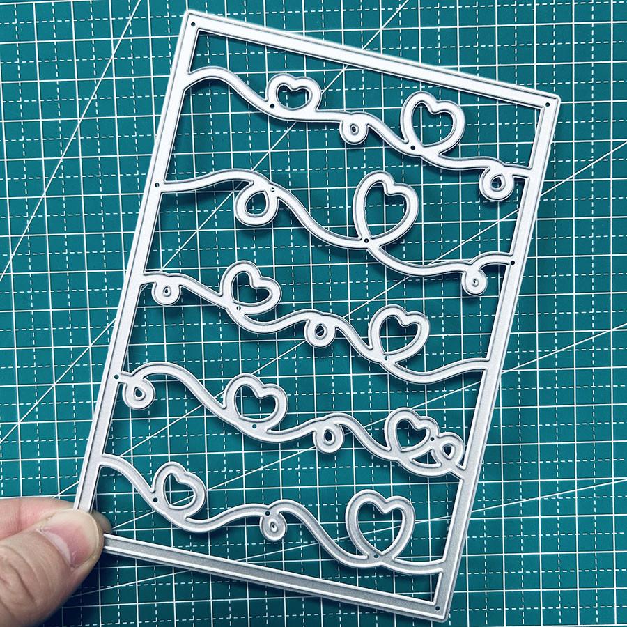 Heart Wavy Line Background Metal Cutting Dies Stencil for DIY Scrapbooking Photo Album Embossing Paper Cards Crafts Diecuts